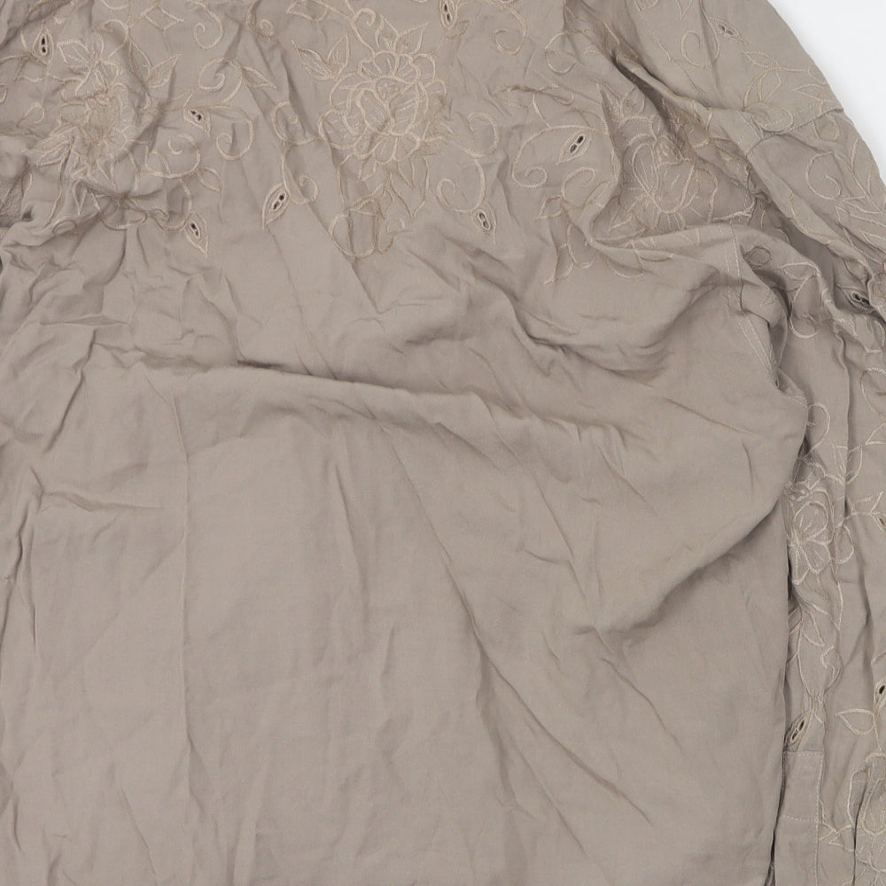 Together Womens Brown Viscose Basic Blouse Size 12 V-Neck