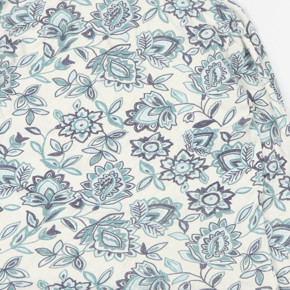 Karen Scott Womens Blue Floral Cotton Pullover Sweatshirt Size S Pullover