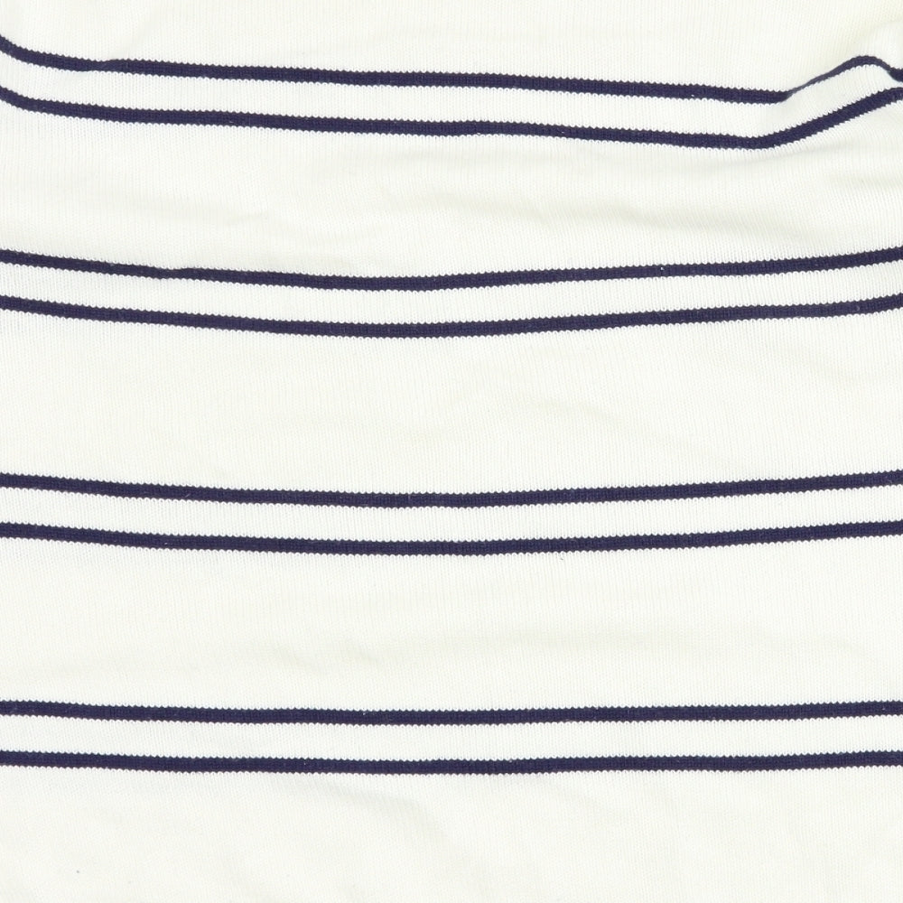 Very Womens Ivory Boat Neck Striped Cotton Pullover Jumper Size L