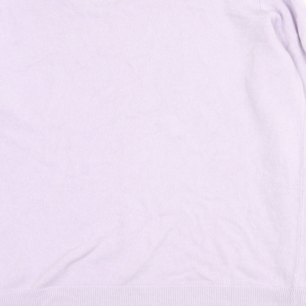 Essentials Womens Purple Round Neck Acrylic Pullover Jumper Size 16