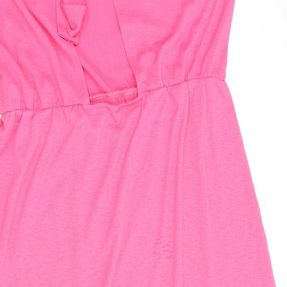 Dunnes Womens Pink Polyester A-Line Size M Round Neck Tie