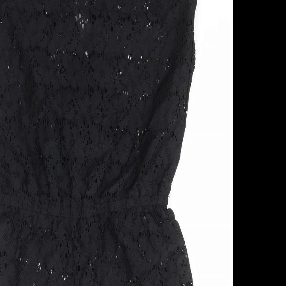 Atmosphere Womens Black Floral Nylon Jumpsuit One-Piece Size S Pullover