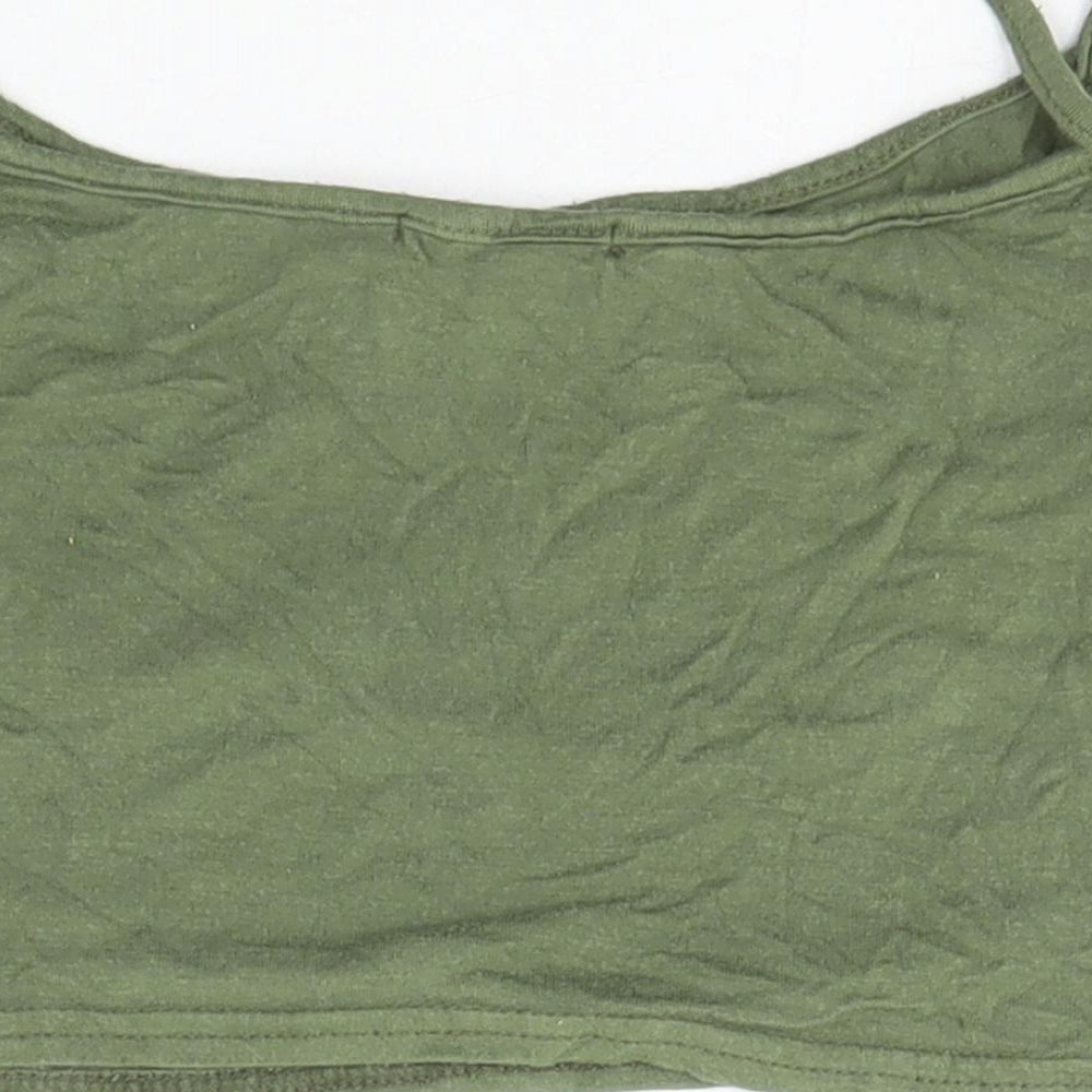 PRETTYLITTLETHING Womens Green Viscose Basic Tank Size 6 Square Neck - flowers