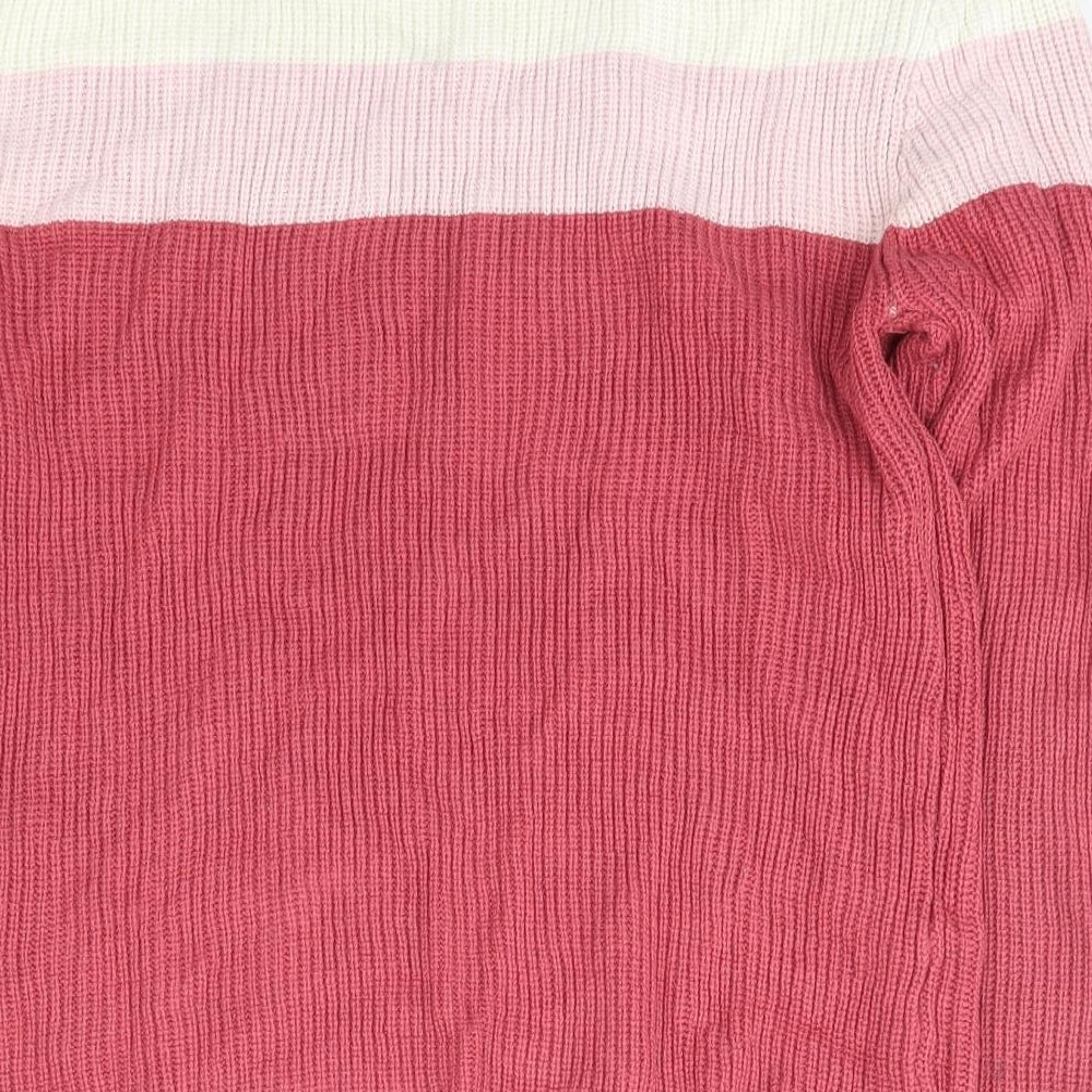 Pure & Natural Womens Multicoloured Mock Neck Striped Acrylic Pullover Jumper Size L