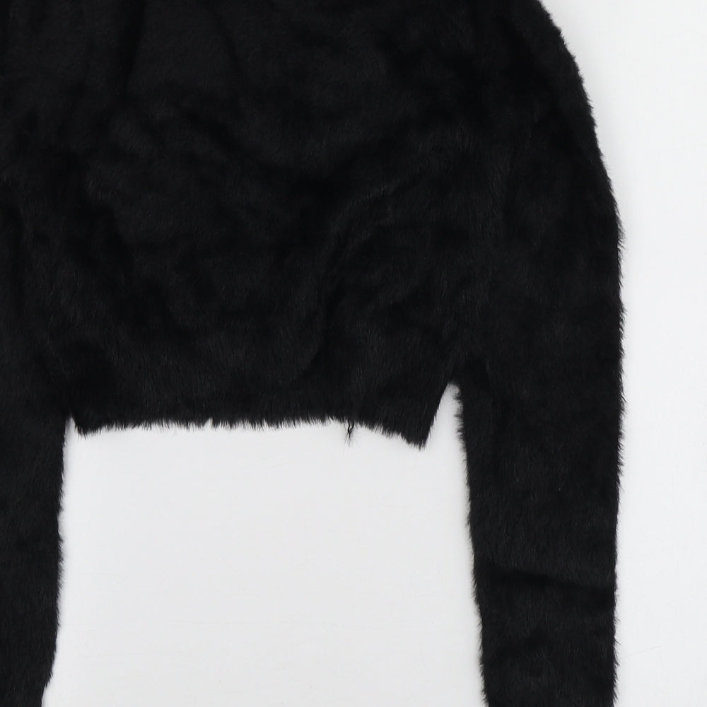 Sixth June Womens Black Round Neck Nylon Pullover Jumper Size L