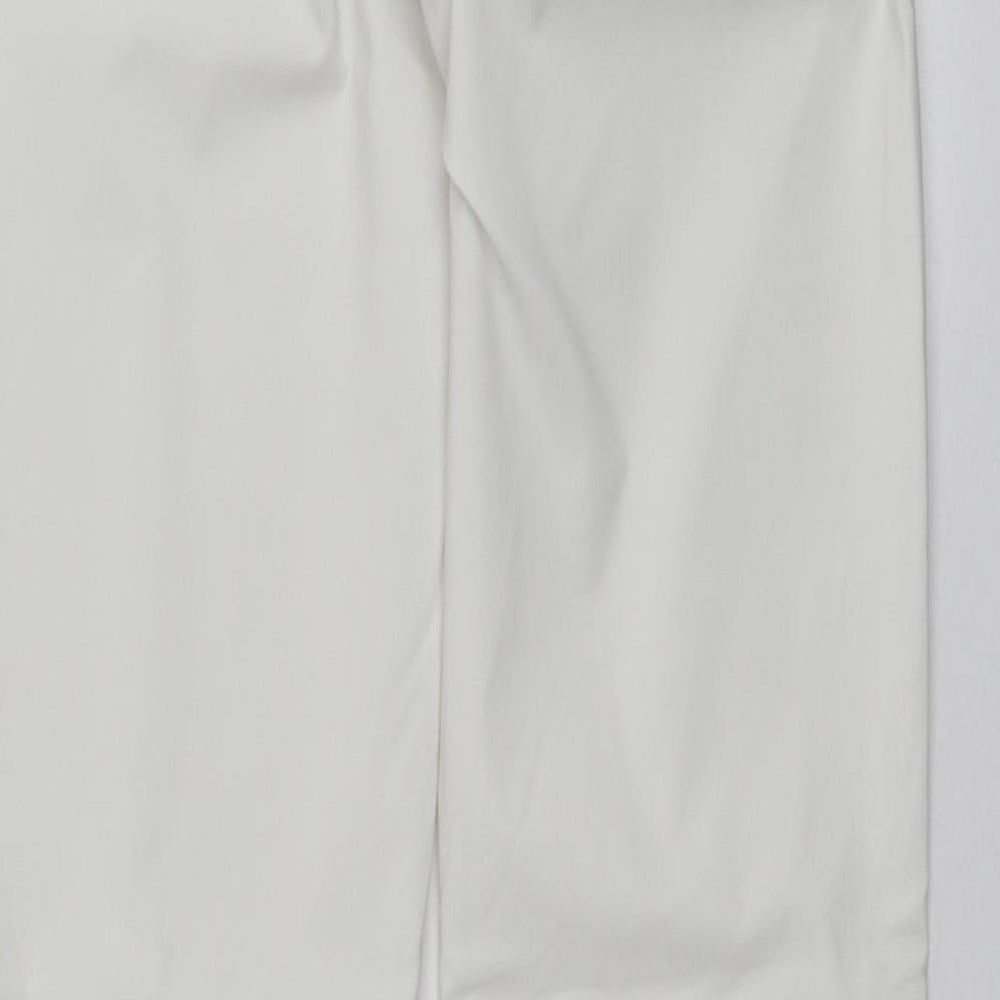 Abacus Womens White Polyester Trousers Size 4 L31 in Regular