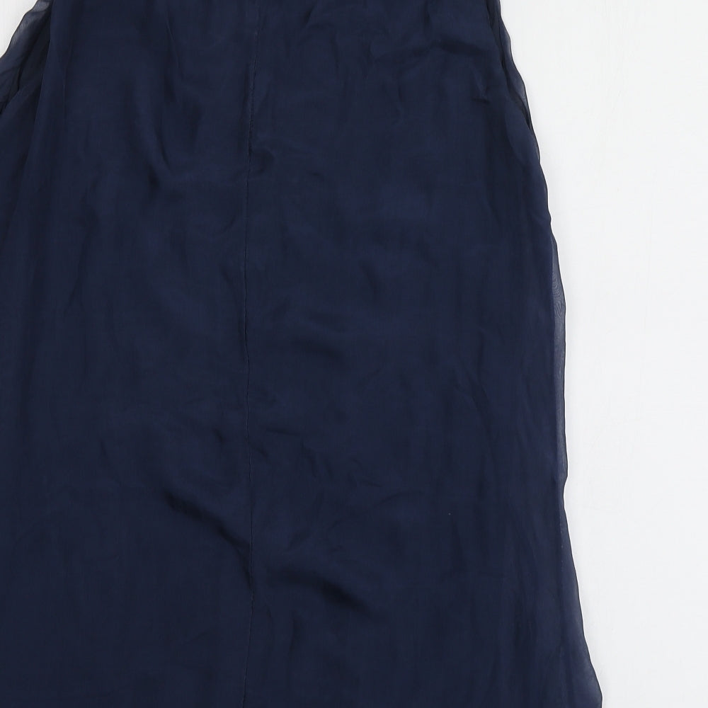 H Trend Womens Blue Viscose Basic T-Shirt Size M Round Neck