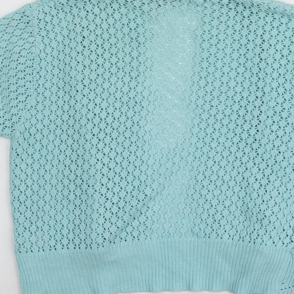 M3 Womens Blue V-Neck Cotton Shrug Jumper Size M