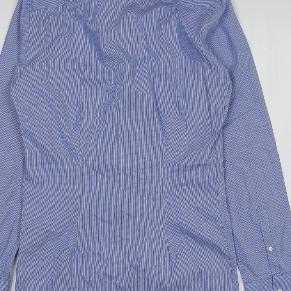 NEXT Mens Blue Striped Cotton Button-Up Size S Collared