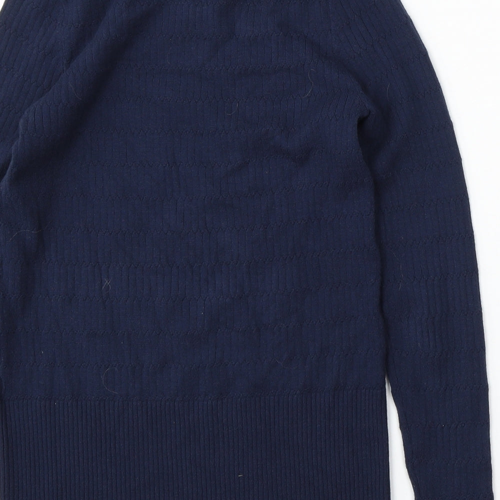 Marks & Spencer Womens Blue Round Neck Viscose Pullover Jumper Size 12
