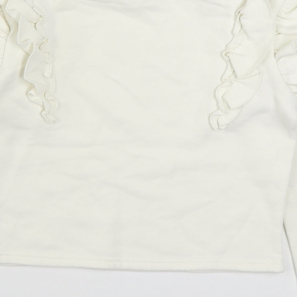 F&F Girls White Cotton Pullover Sweatshirt Size 8-9 Years Pullover
