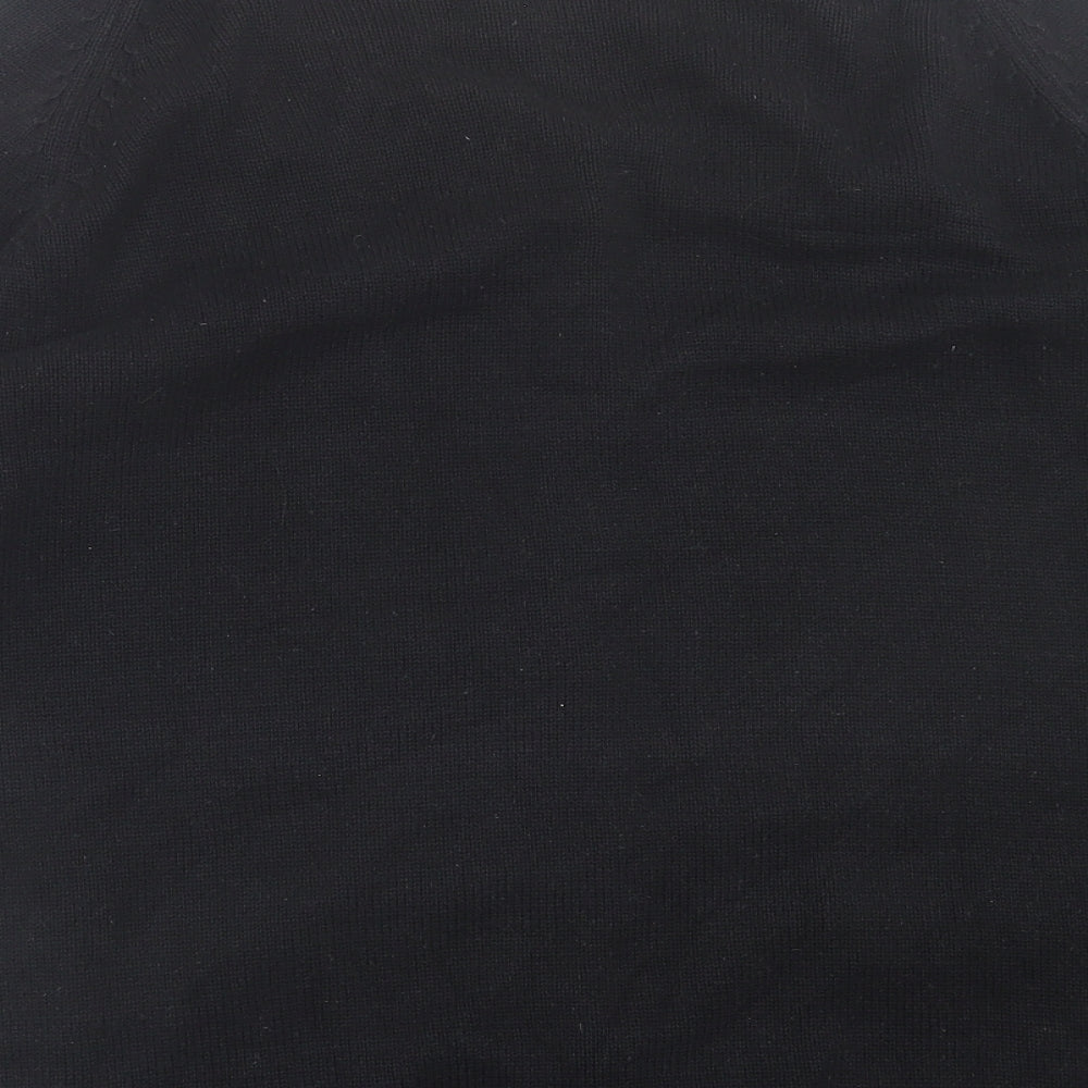 EWM Womens Black V-Neck Cotton Cardigan Jumper Size L