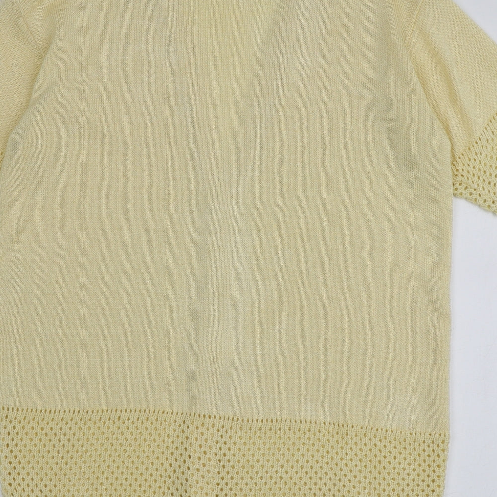Cignal Womens Yellow V-Neck Acrylic Cardigan Jumper One Size