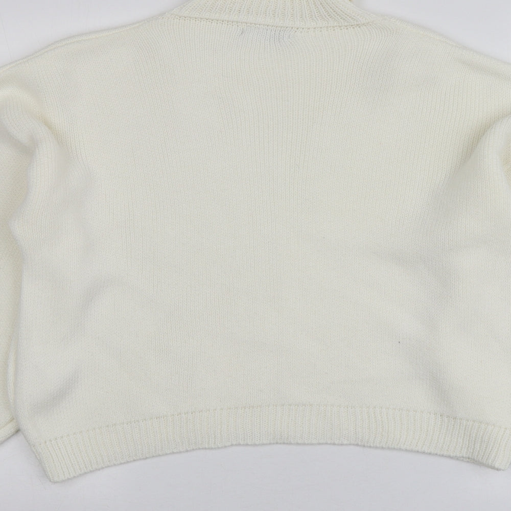 Saw It First Womens Ivory Roll Neck Acrylic Pullover Jumper Size M
