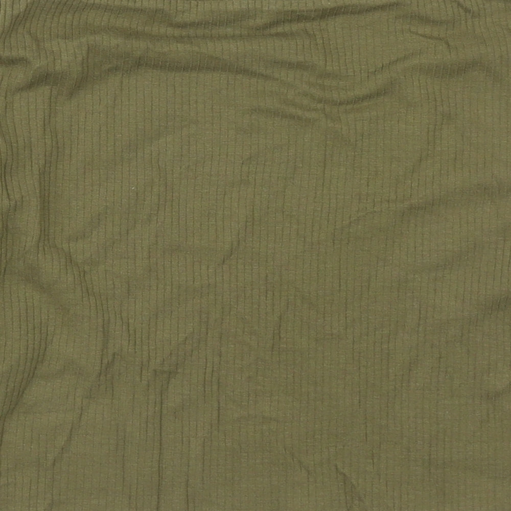 Zara Womens Green Cotton Cropped T-Shirt Size S Square Neck