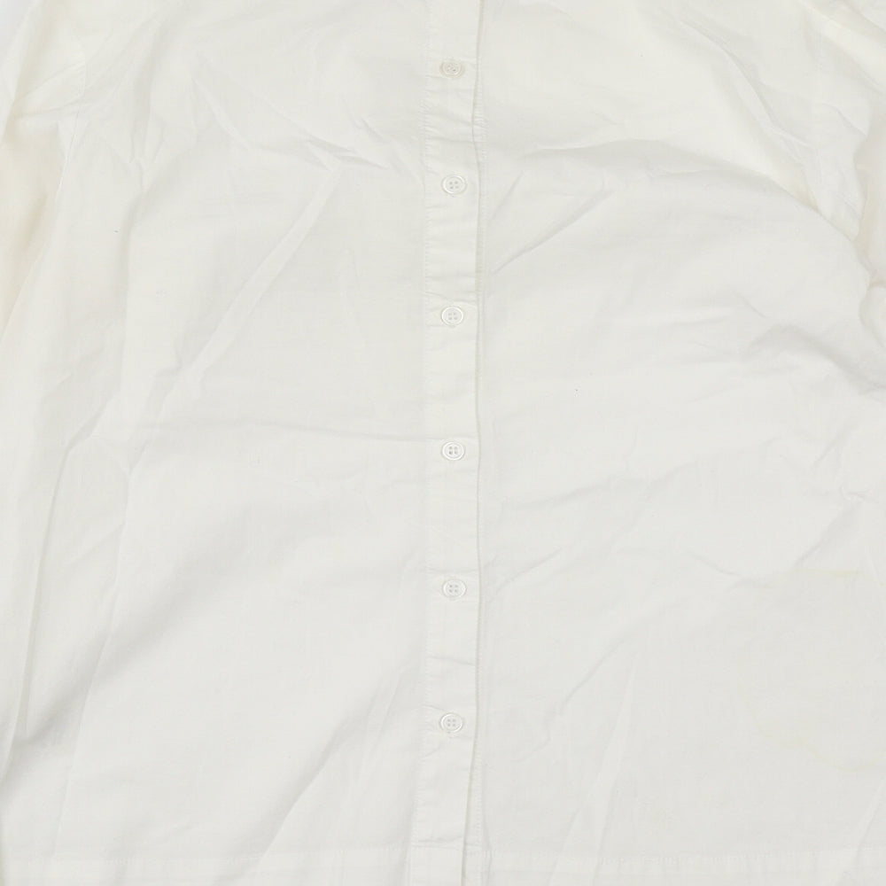 Carolyn Donnelly Womens White Cotton Basic Blouse Size 12 Round Neck