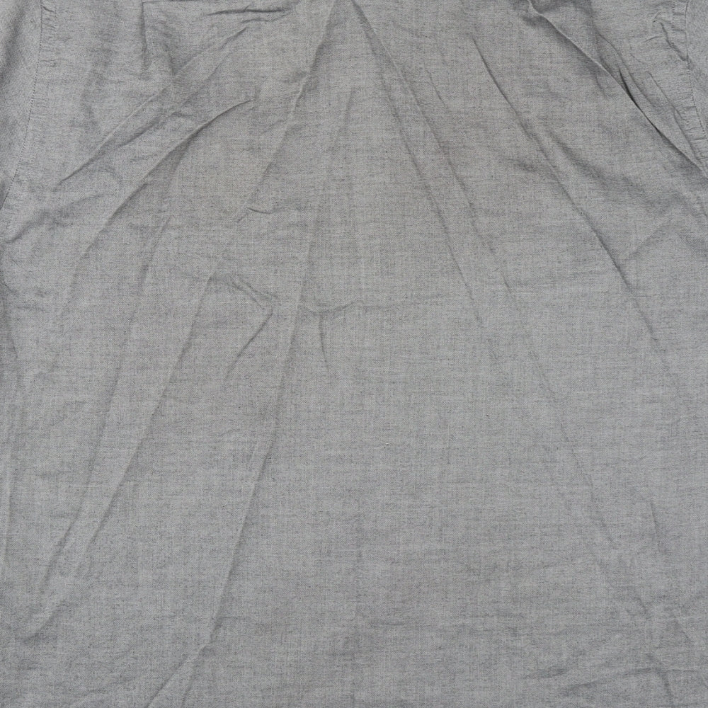 Cedarwood State Mens Grey Cotton Button-Up Size 17 Collared Button