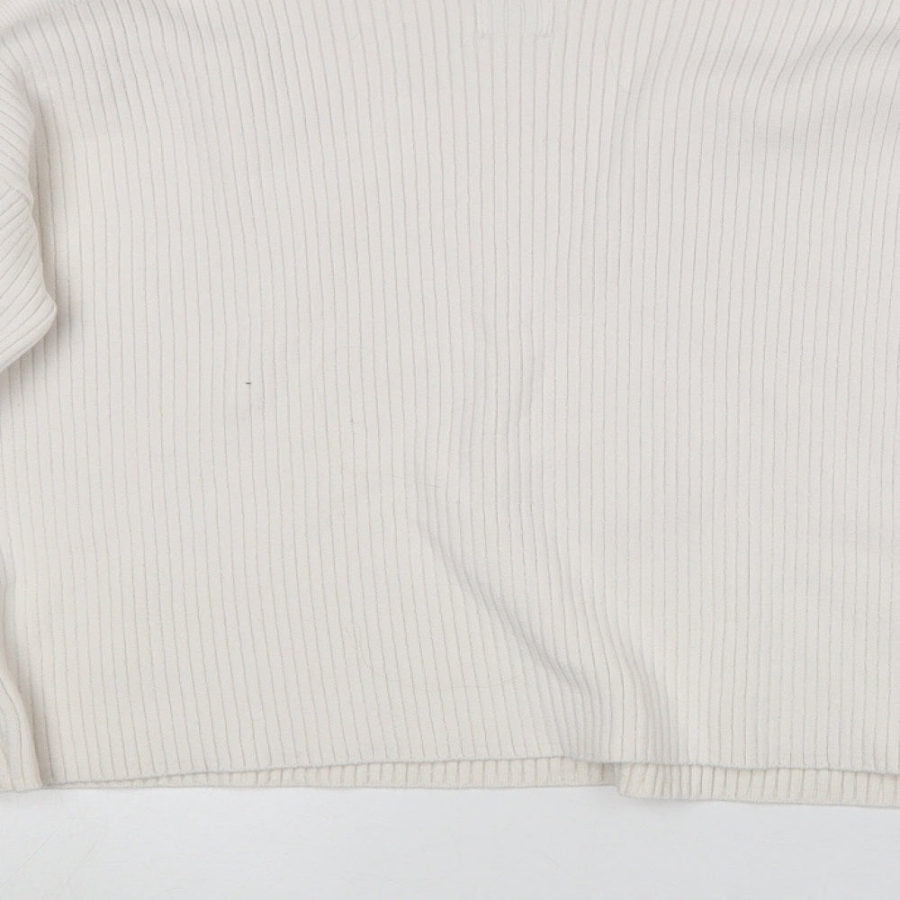 Topshop Womens White Boat Neck Acrylic Pullover Jumper Size S