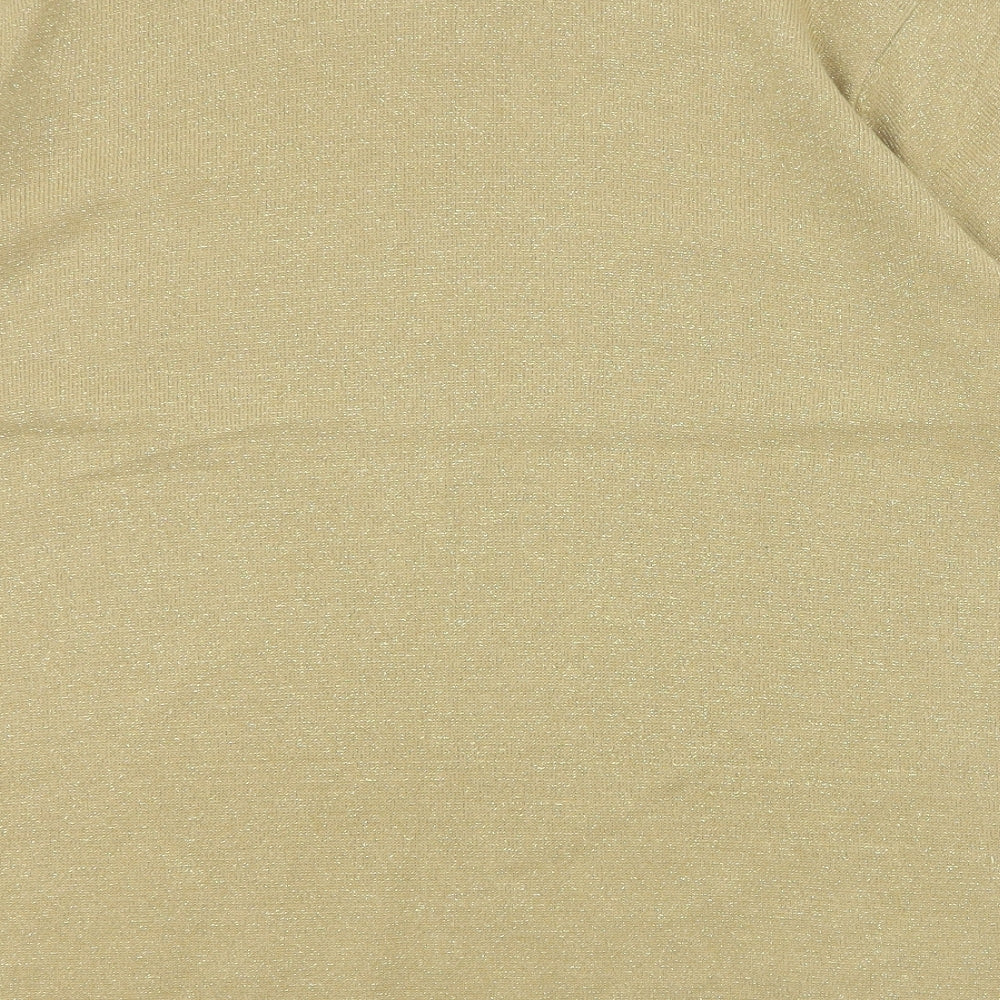 Bonmarché Womens Gold Round Neck Acrylic Pullover Jumper Size M