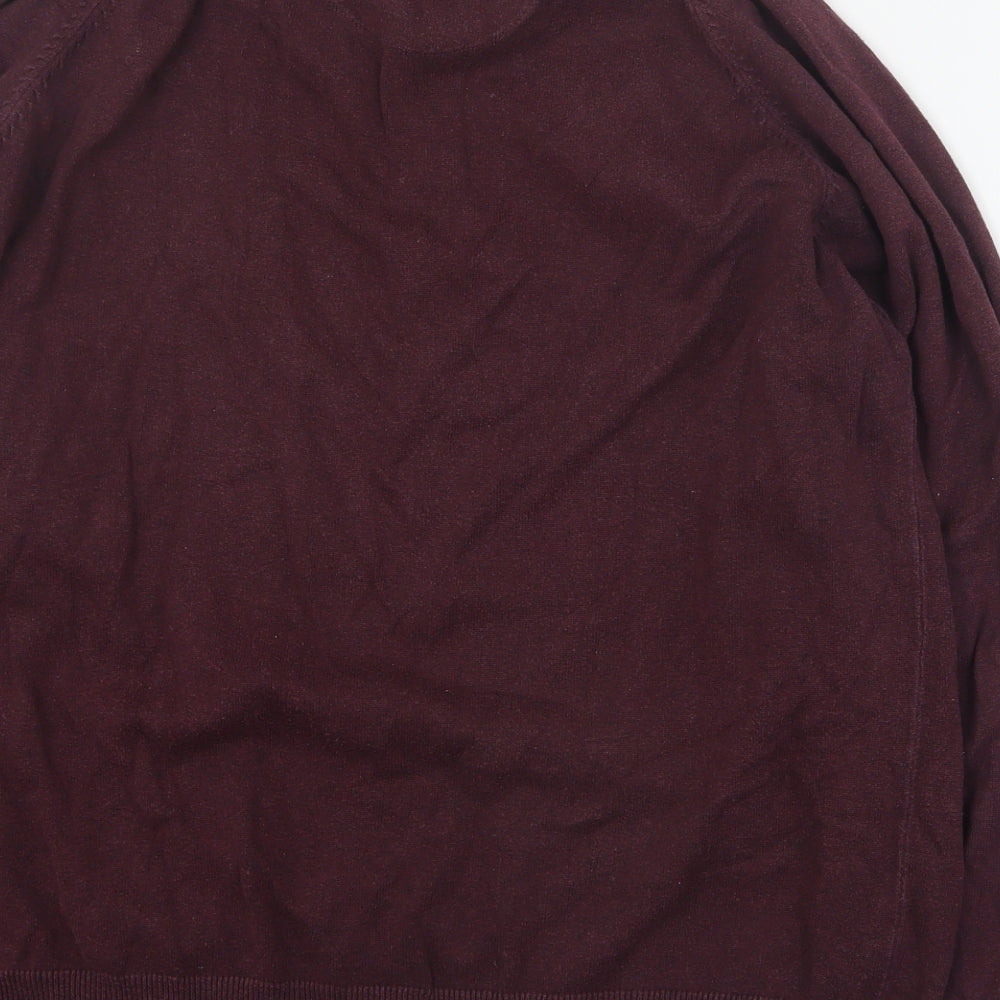 Blue Harbour Mens Red V-Neck Cotton Henley Jumper Size XL