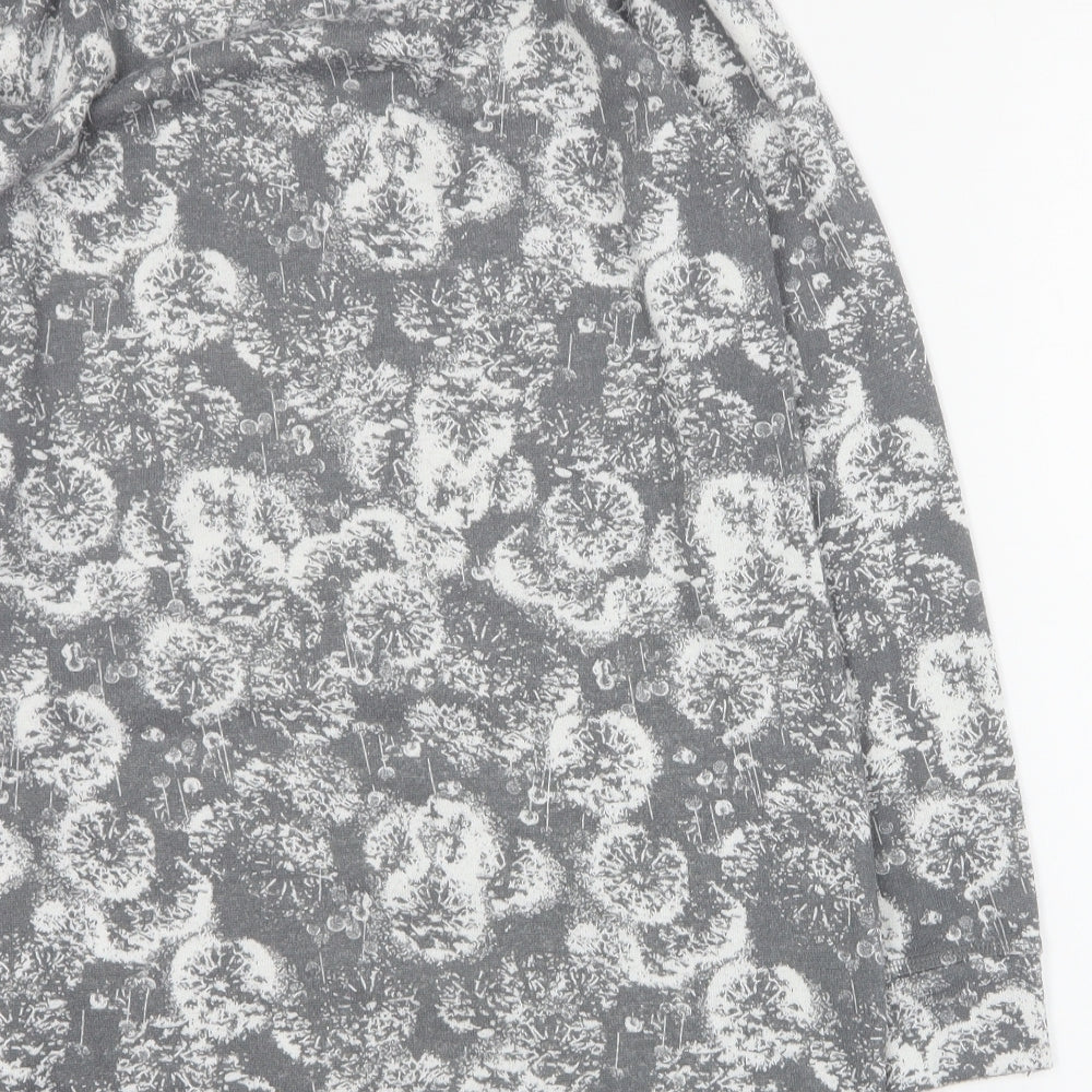 Marks & Spencer Womens Grey Round Neck Floral Polyester Pullover Jumper Size 10