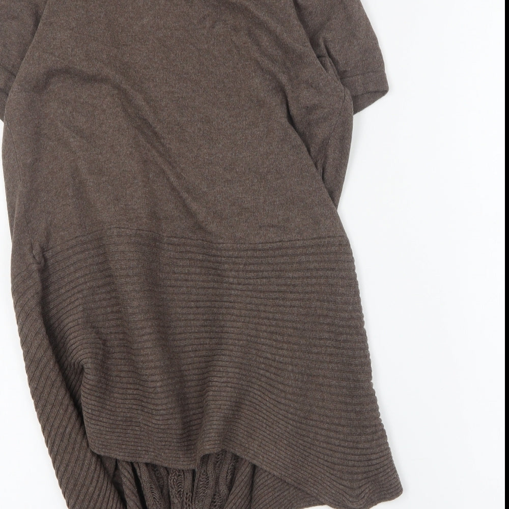 Marble Womens Brown V-Neck Cotton Cardigan Jumper Size S