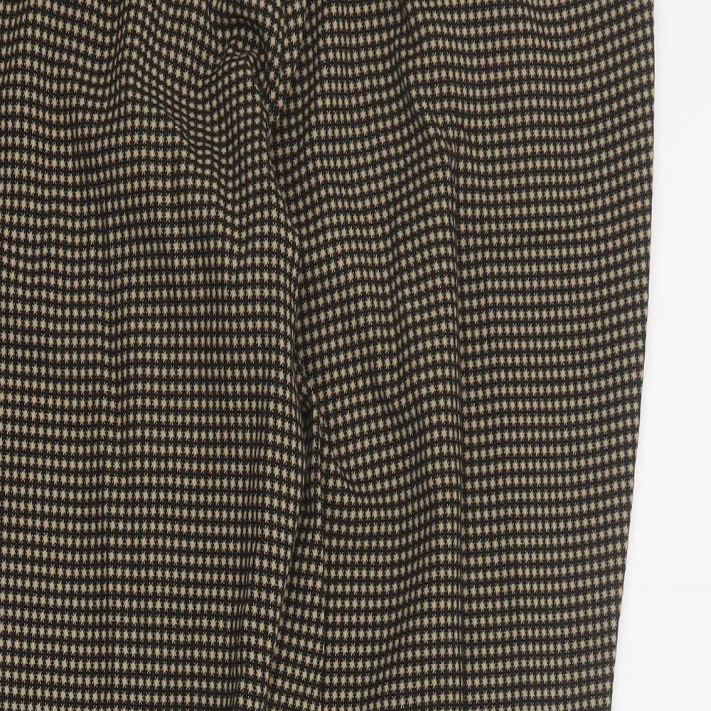 Marks and Spencer Womens Brown Geometric Polyester Carrot Trousers Size 12 L28 in Regular Zip