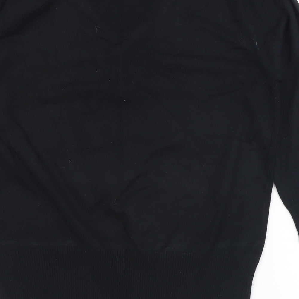 First Avenue Womens Black V-Neck Viscose Pullover Jumper Size M