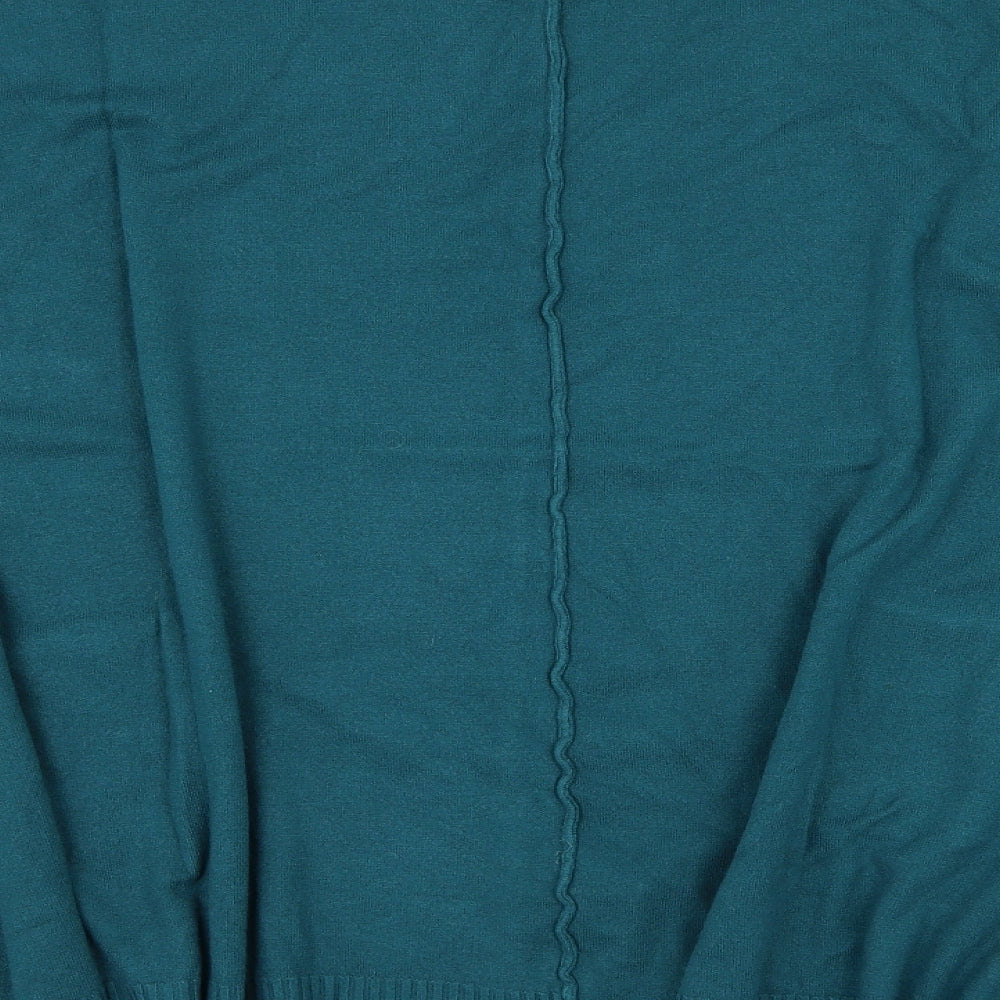 M & V Womens Green Round Neck Polyester Cape Jumper Size L