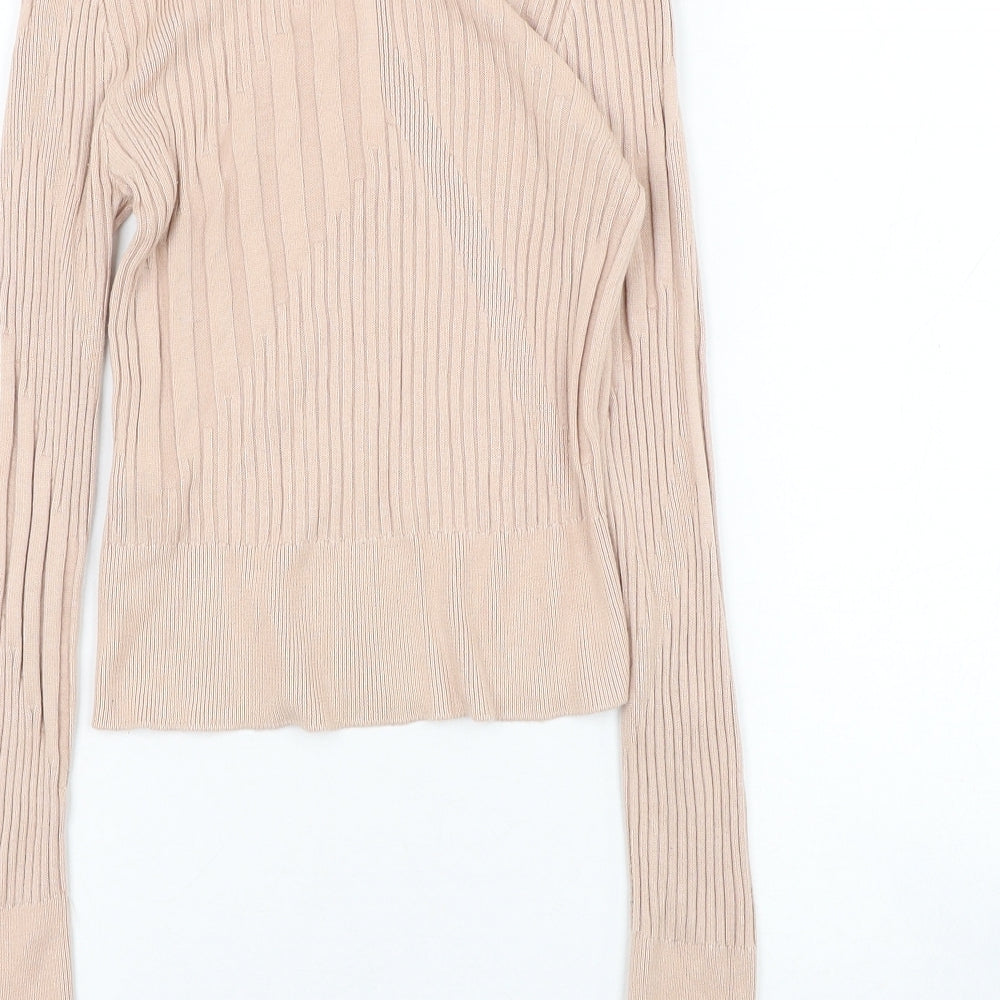 Topshop Womens Beige Round Neck Viscose Pullover Jumper Size 6