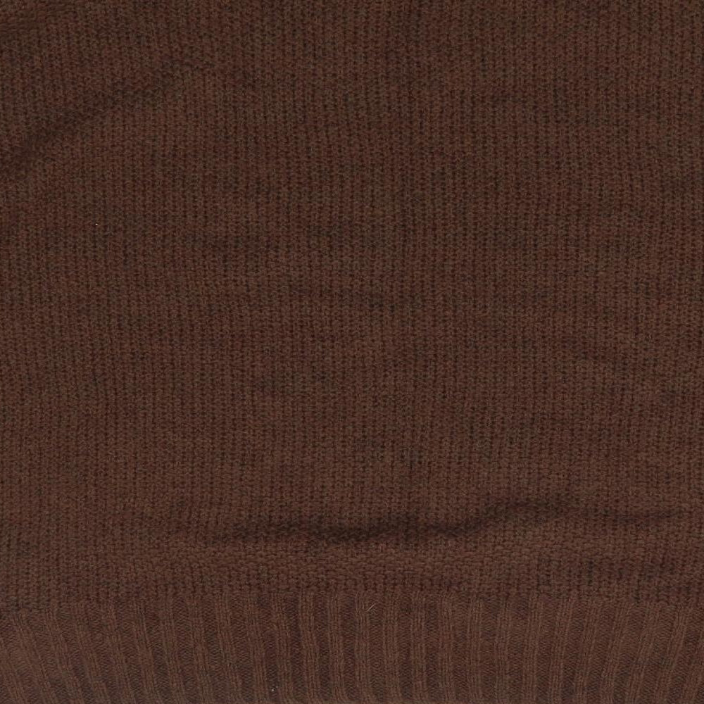 Preworn Womens Brown V-Neck Acrylic Pullover Jumper Size L