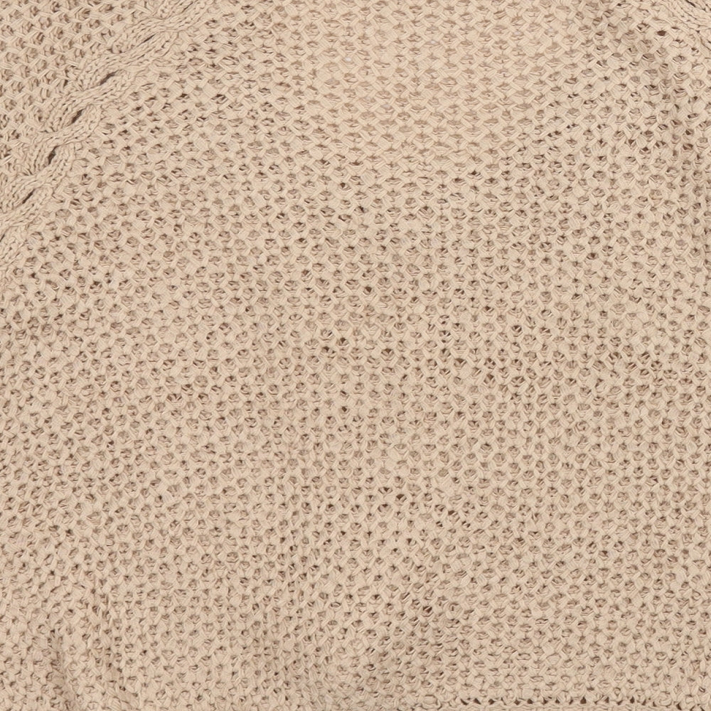 Vogue Womens Beige Round Neck Acrylic Cardigan Jumper Size L