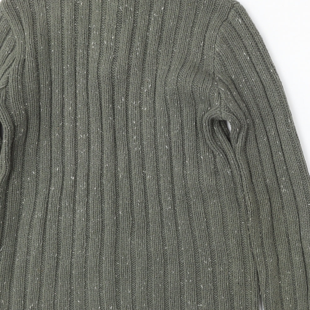 F&F Mens Green Mock Neck Acrylic Pullover Jumper Size S