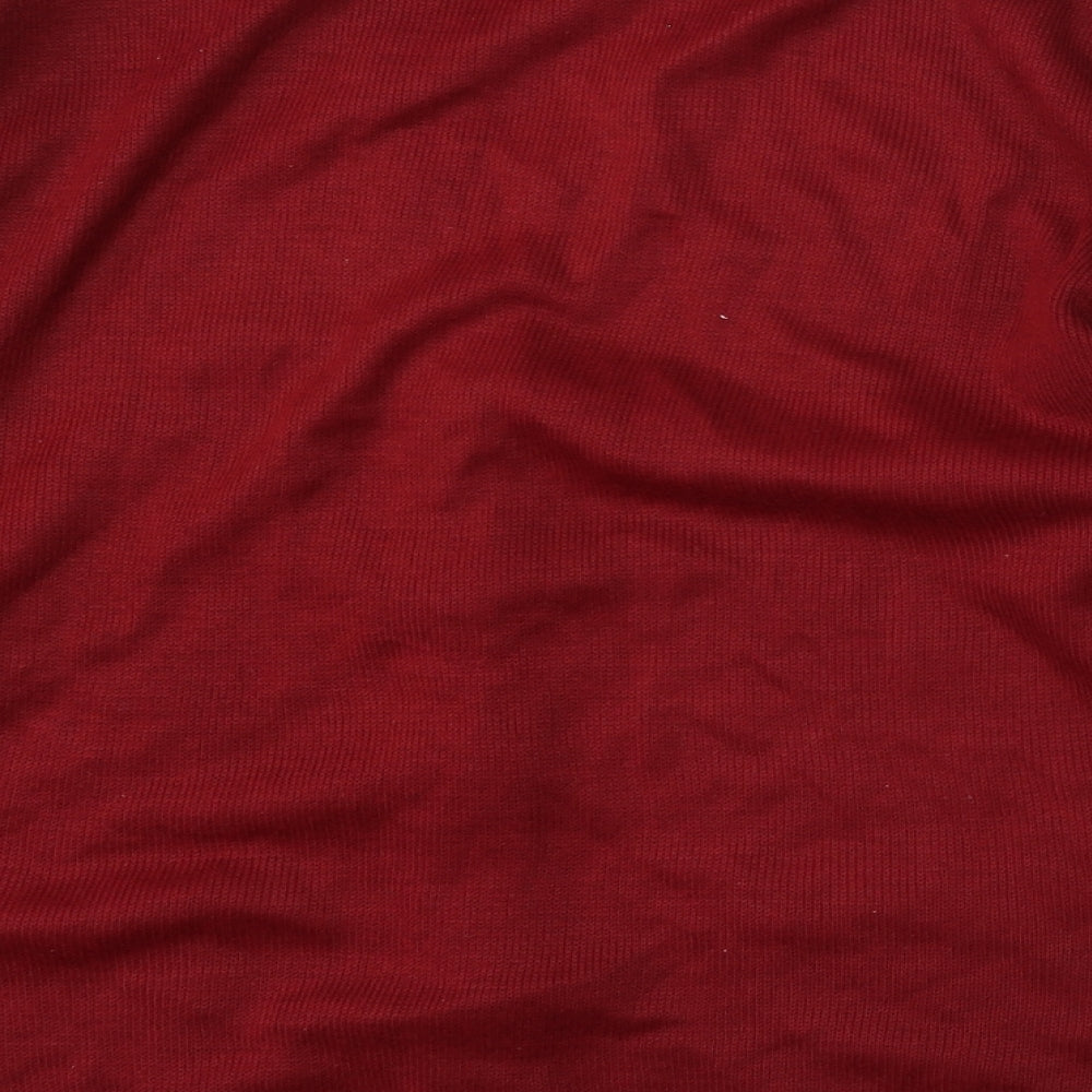 Beaumonde Womens Red V-Neck Acrylic Cardigan Jumper Size L