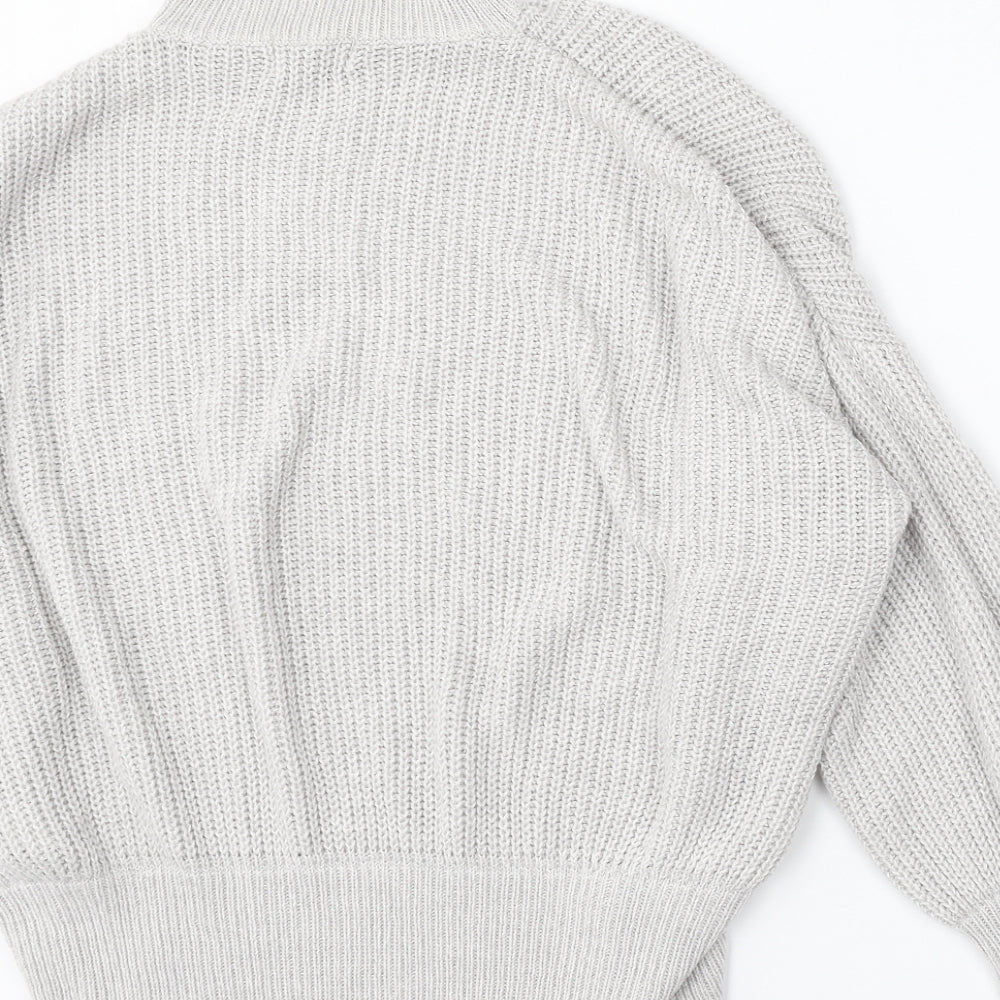 Simply Be Womens Grey Mock Neck Acrylic Pullover Jumper Size M
