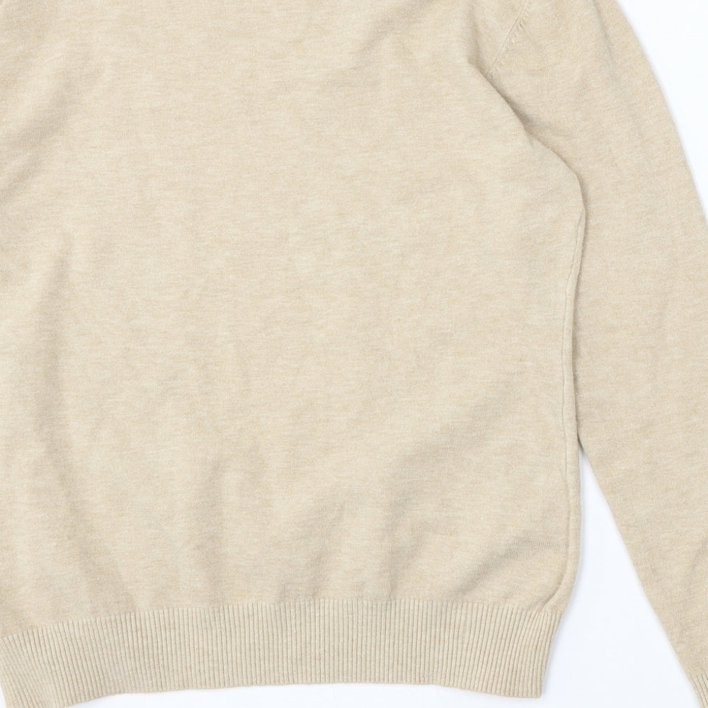 Moon Face Womens Beige Round Neck Viscose Pullover Jumper Size M