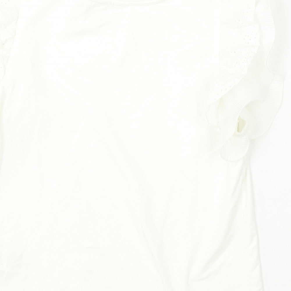 SheIn Girls White Cotton Basic Blouse Size 14 Years Round Neck