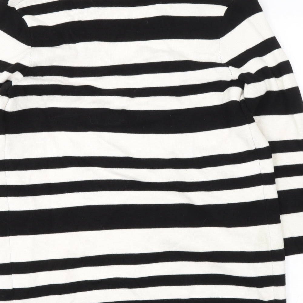 Debenhams Womens Black V-Neck Striped Viscose Cardigan Jumper Size 8