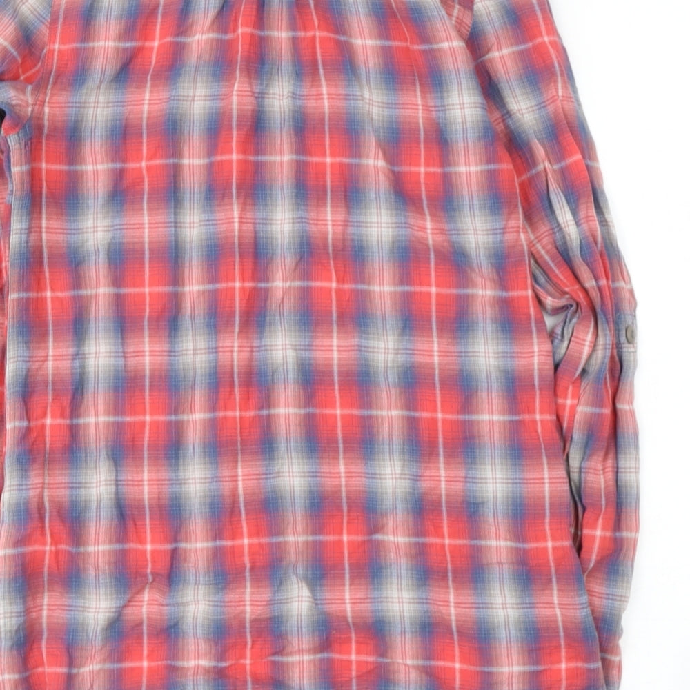 Topshop Womens Multicoloured Check Cotton Basic Button-Up Size 8 Collared