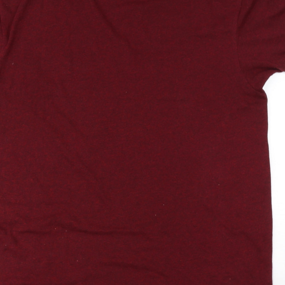 Bershka Mens Red T-Shirt Roll Neck