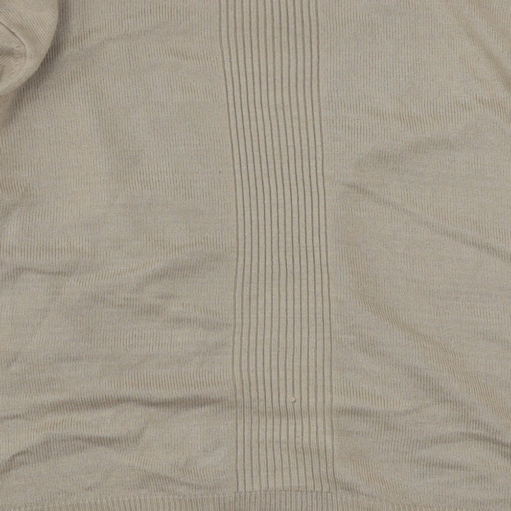 BHS Womens Beige V-Neck Acrylic Cardigan Jumper Size 18