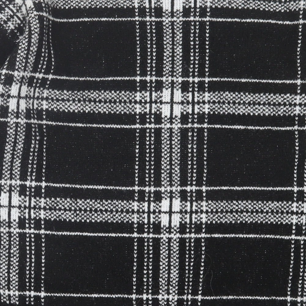 Marks & Spencer Womens Black Crew Neck Plaid Acrylic Pullover Jumper Size M
