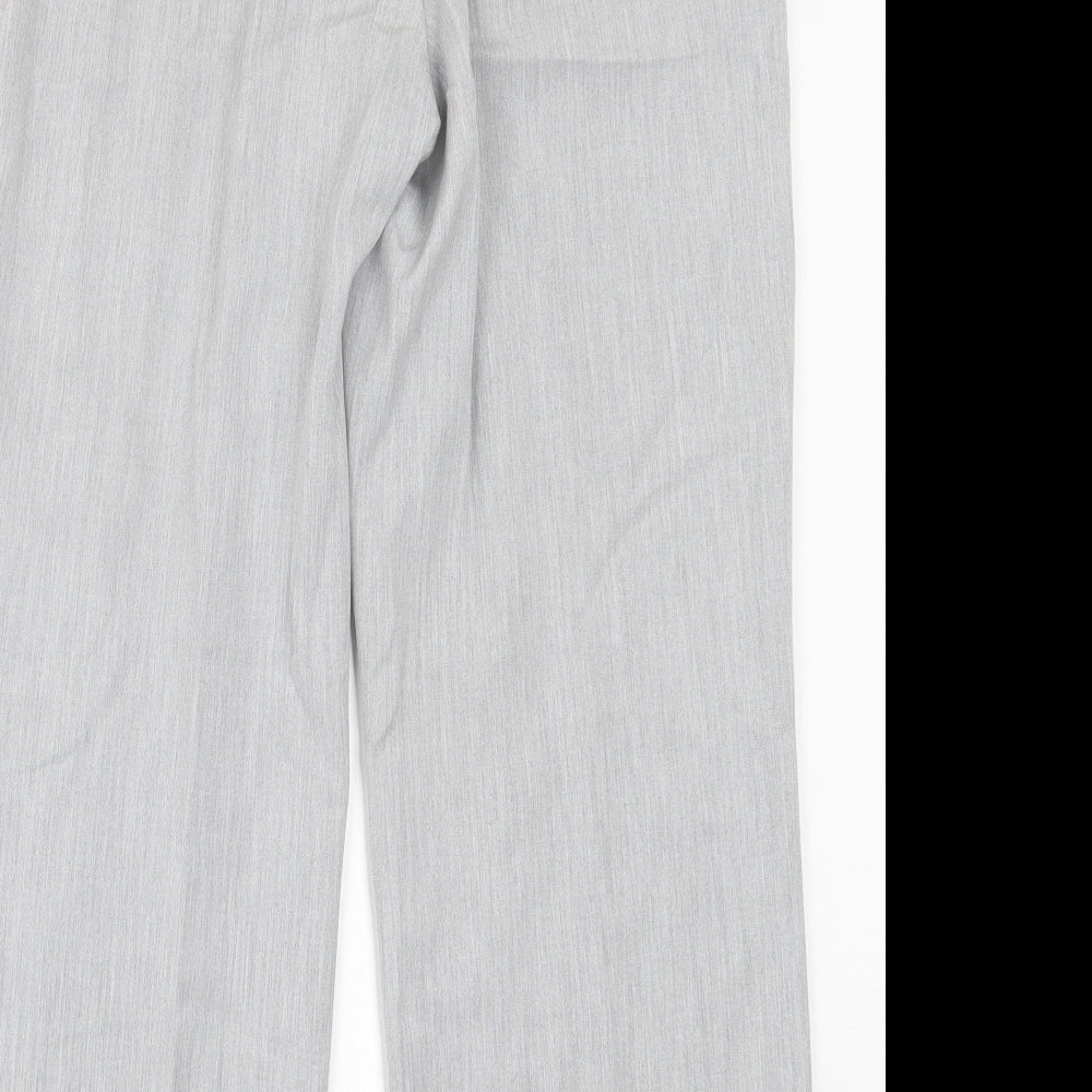 Fashion Extra Womens Grey Polyester Trousers Size 14 L28 in Regular Hook & Eye