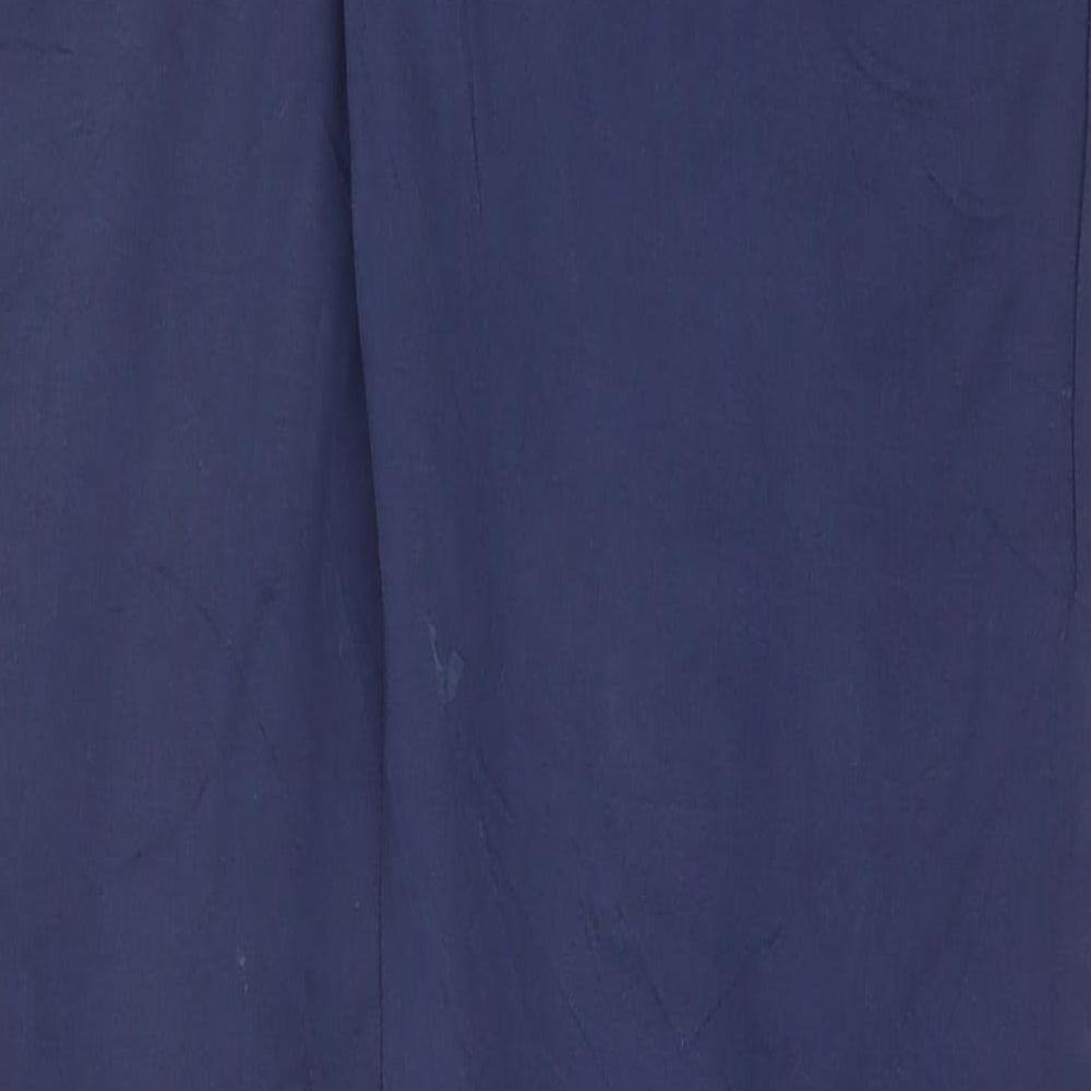 Manguun Womens Blue Cotton Trousers Size 8 L31 in Regular Button