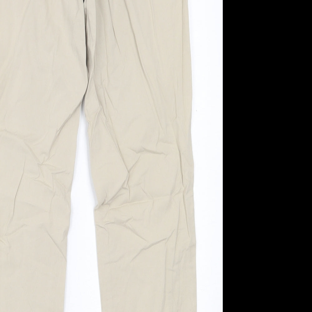 Indigo Womens Beige Cotton Trousers Size 30 in L29 in Regular Button
