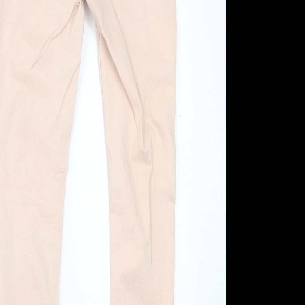 M&Co Womens Pink Cotton Skinny Jeans Size 8 L29 in Regular Button