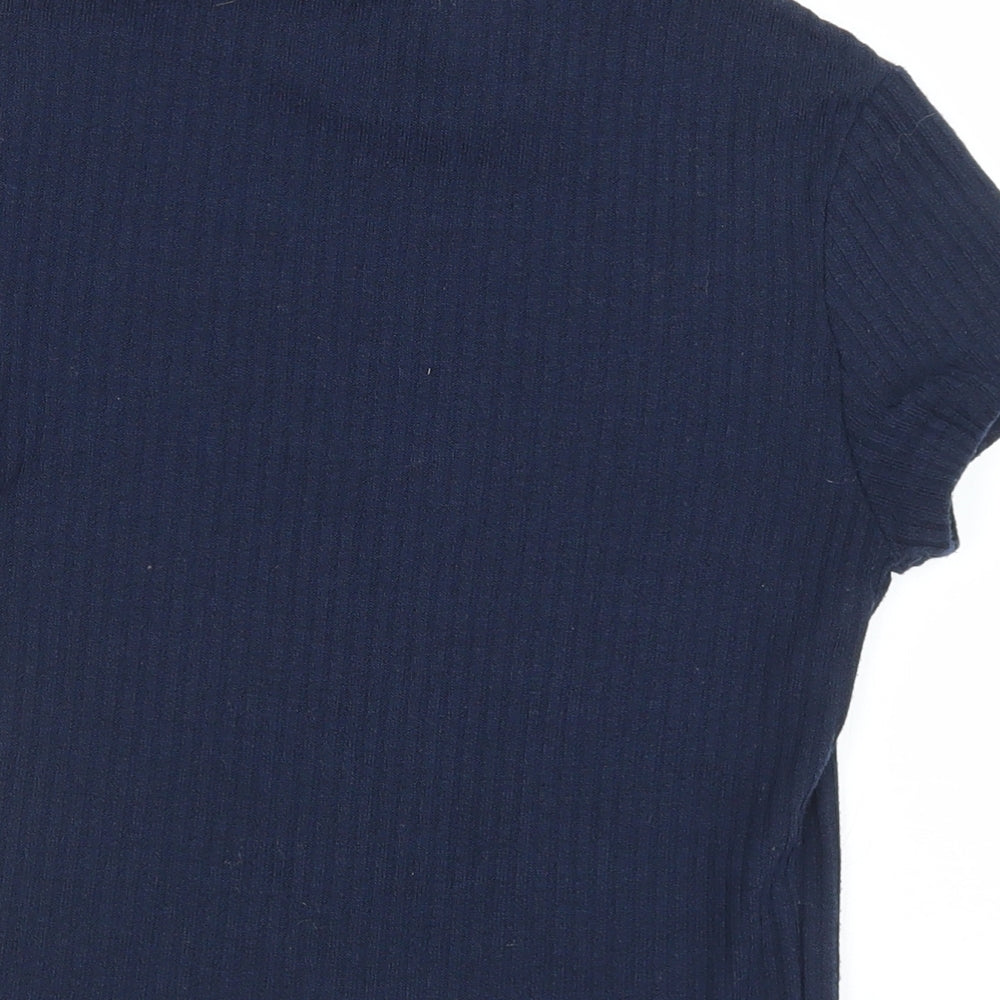 SheIn Womens Blue Mock Neck Polyester Pullover Jumper Size M