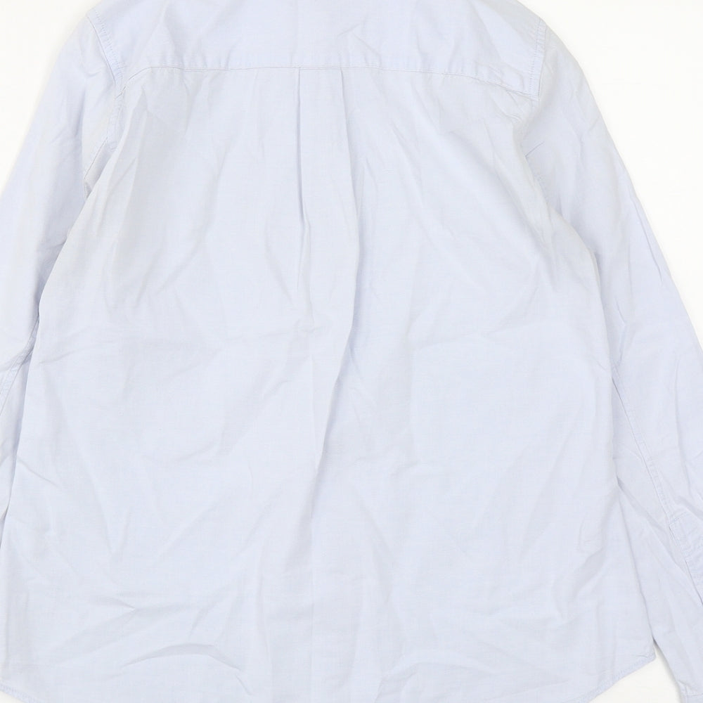 Gap Mens Blue Polyester Button-Up Size S Collared Button