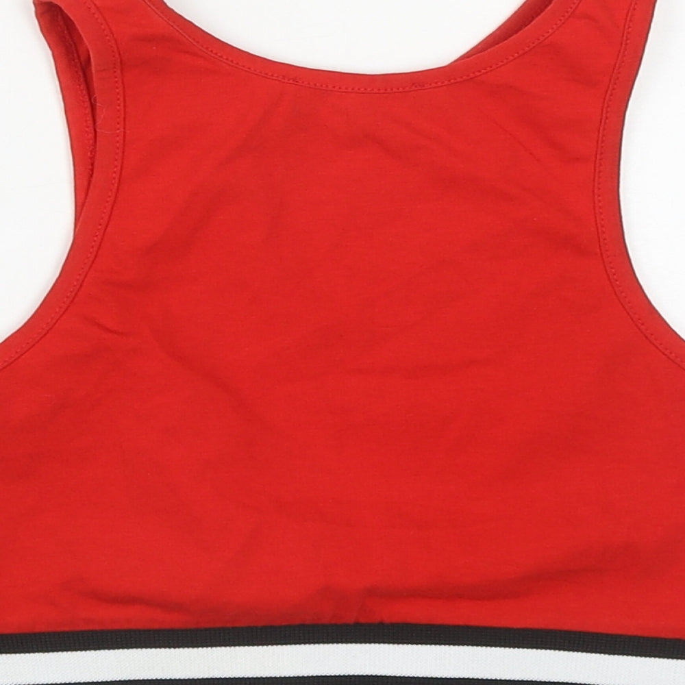 New Look Womens Red Cotton Cropped Tank Size 8 Round Neck