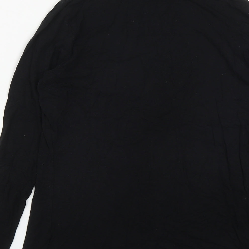 Warehouse Womens Black Viscose Basic T-Shirt Size 10 High Neck